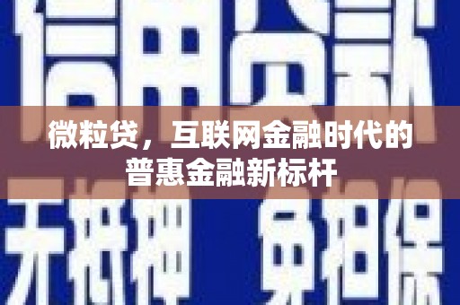 宁城微粒贷，互联网金融时代的普惠金融新标杆