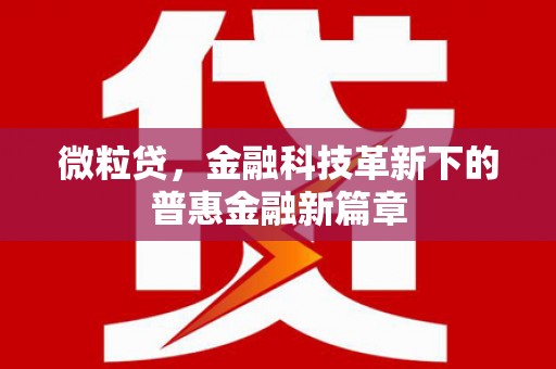 宁城微粒贷，金融科技革新下的普惠金融新篇章