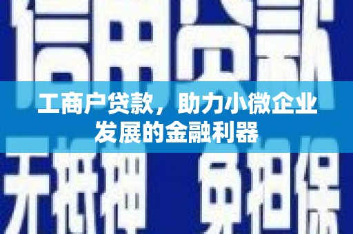 宁城工商户贷款,助力小微企业发展的金融利器 宁城工商户贷款,助力小微企业发展的金融利器