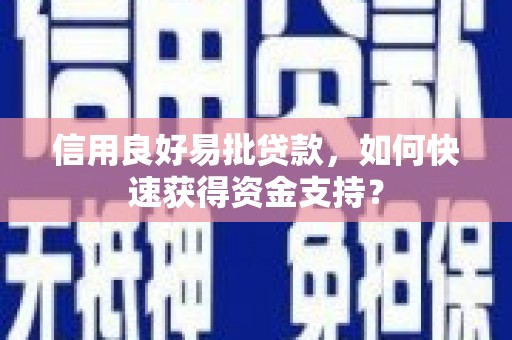 宁城信用良好易批贷款，如何快速获得资金支持？
