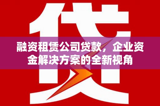 宁城融资租赁公司贷款，企业资金解决方案的全新视角