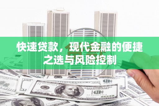 宁城快速贷款，现代金融的便捷之选与风险控制