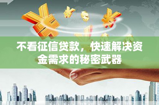 宁城不看征信贷款，快速解决资金需求的秘密武器