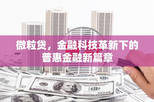 宁城微粒贷，金融科技革新下的普惠金融新篇章
