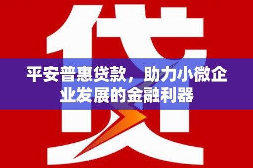 宁城平安普惠贷款，助力小微企业发展的金融利器