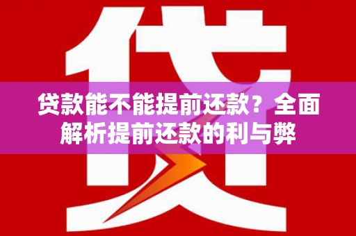 宁城贷款能不能提前还款？全面解析提前还款的利与弊